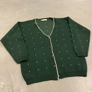 vintage 80s Girl Scouts patterned cardigan sweater